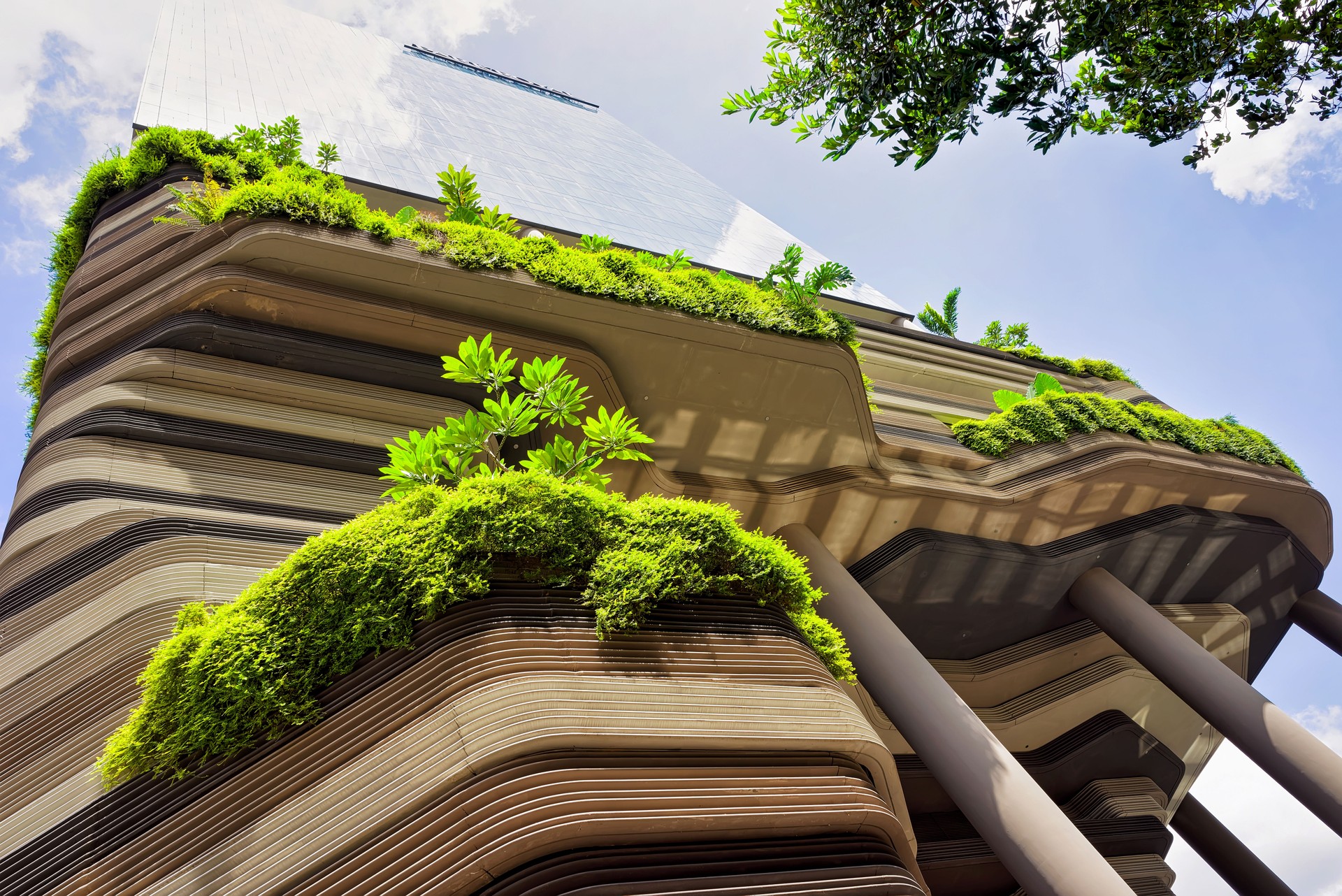 Modern architecture of a balcony of the building in Singapore